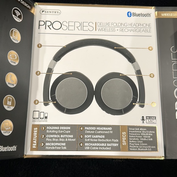 Sentry BT500 Bluetooth Headphones Black - Picture 5 of 5